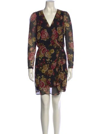 Pre-owned Sézane Floral Print Mini Dress W/ Tags In Black