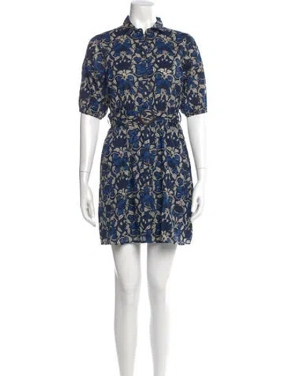 Pre-owned Sézane Floral Print Mini Dress W/ Tags In Blue