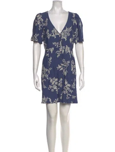 Pre-owned Sézane Floral Print Mini Dress W/ Tags In Blue