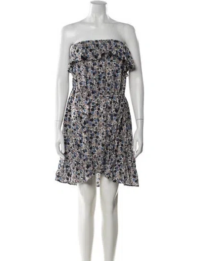 Pre-owned Sézane Floral Print Mini Dress W/ Tags In Blue