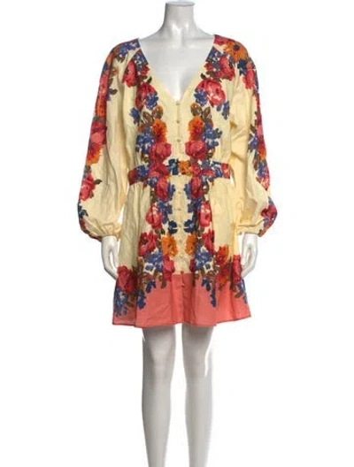 Pre-owned Sézane Floral Print Mini Dress W/ Tags In Blue