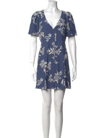 Pre-owned Sézane Floral Print Mini Dress W/ Tags In Blue