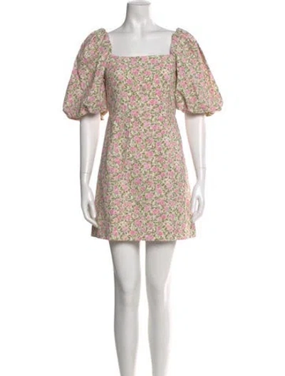 Pre-owned Sézane Floral Print Mini Dress W/ Tags In Green