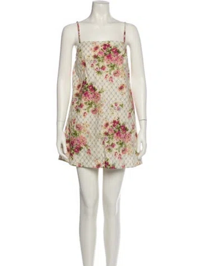 Pre-owned Sézane Floral Print Mini Dress W/ Tags In Green