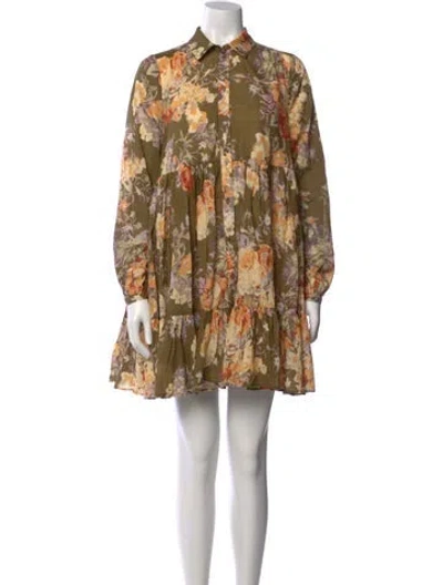 Pre-owned Sézane Floral Print Mini Dress W/ Tags In Multi