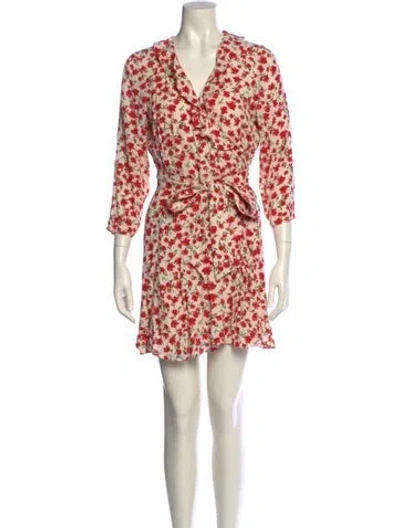 Pre-owned Sézane Floral Print Mini Dress W/ Tags In Neutral