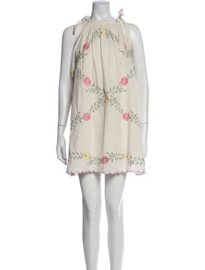 Pre-owned Sézane Floral Print Mini Dress W/ Tags In Neutral