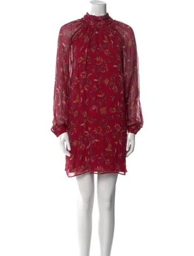 Pre-owned Sézane Floral Print Mini Dress W/ Tags In Red