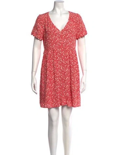 Pre-owned Sézane Floral Print Mini Dress W/ Tags In Red