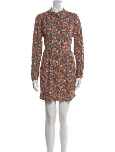 Pre-owned Sézane Floral Print Mini Dress W/ Tags In Red