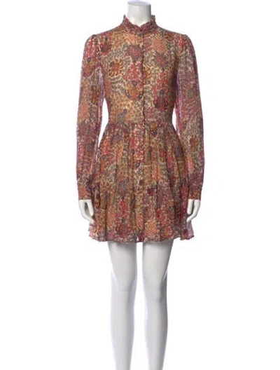 Pre-owned Sézane Floral Print Mini Dress W/ Tags In Red
