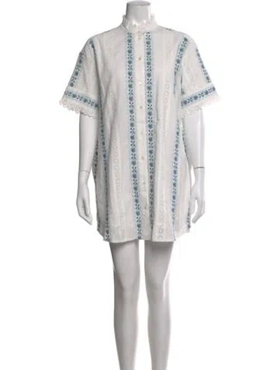 Pre-owned Sézane Floral Print Mini Dress W/ Tags In White