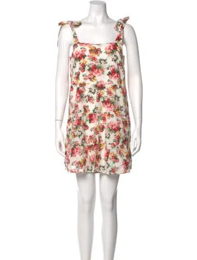 Pre-owned Sézane Floral Print Mini Dress In White