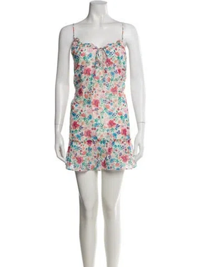 Pre-owned Sézane Floral Print Mini Dress In White