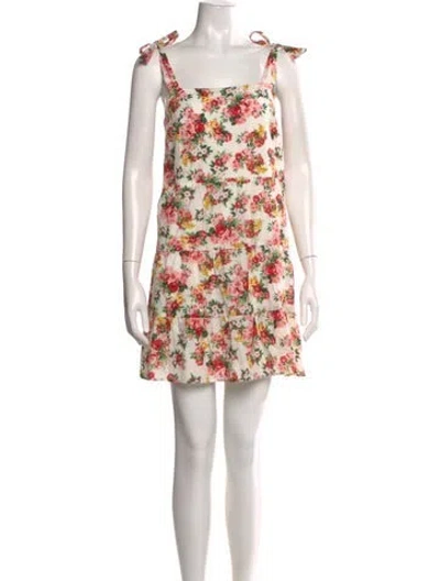 Pre-owned Sézane Floral Print Mini Dress In White