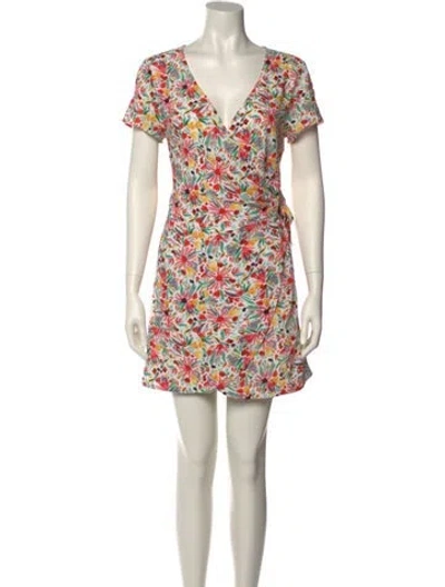 Pre-owned Sézane Floral Print Mini Dress In White