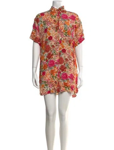 Pre-owned Sézane Floral Print Mini Dress In White