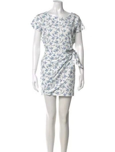 Pre-owned Sézane Floral Print Mini Dress In White