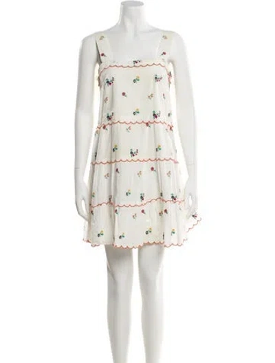 Pre-owned Sézane Floral Print Mini Dress In White