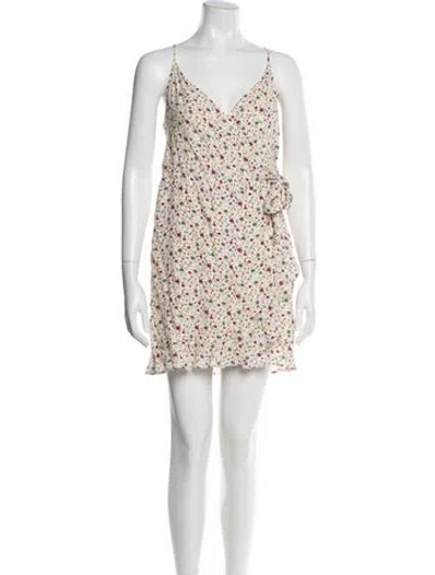 Pre-owned Sézane Floral Print Mini Dress In White