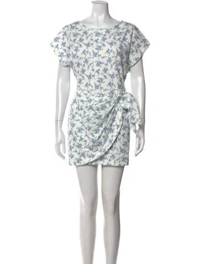 Pre-owned Sézane Floral Print Mini Dress In White