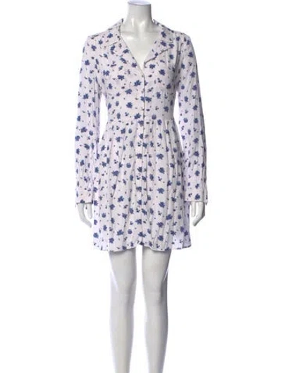 Pre-owned Sézane Floral Print Mini Dress In White