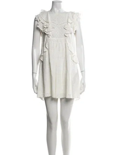 Pre-owned Sézane Floral Print Mini Dress In White