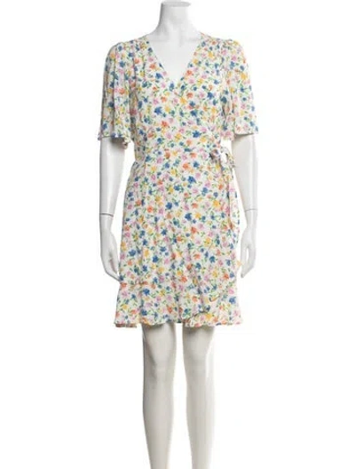 Pre-owned Sézane Floral Print Mini Dress In White