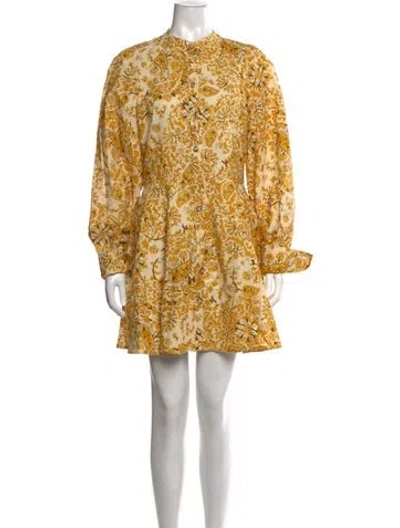 Pre-owned Sézane Floral Print Mini Dress In Yellow