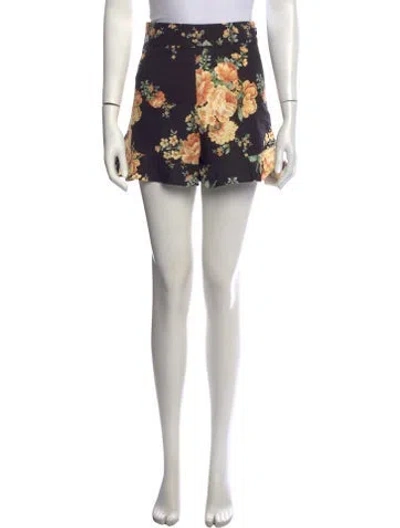 Pre-owned Sézane Floral Print Mini Shorts In Black