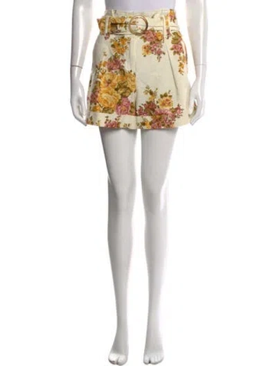 Pre-owned Sézane Floral Print Mini Shorts In Blue/neutrals/red