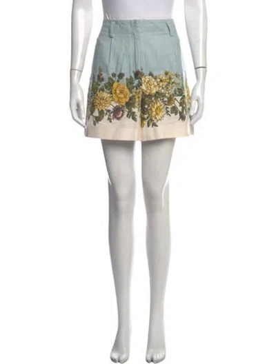 Pre-owned Sézane Floral Print Mini Shorts In Blue/neutrals/red