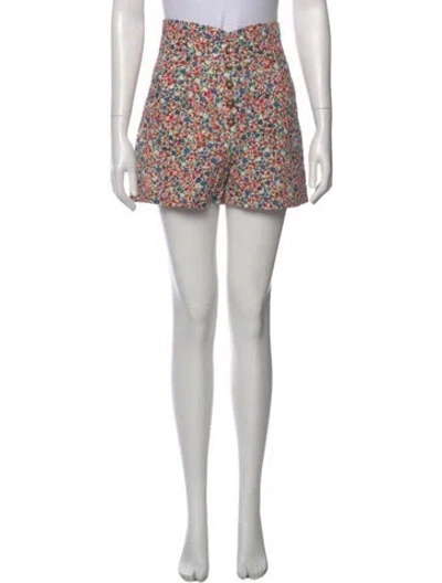 Pre-owned Sézane Floral Print Mini Shorts In Brown