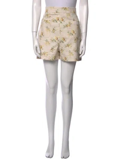 Pre-owned Sézane Floral Print Mini Shorts In Neutral