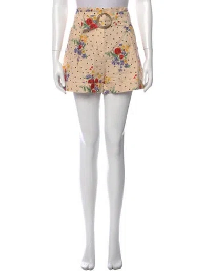 Pre-owned Sézane Floral Print Mini Shorts In Neutral