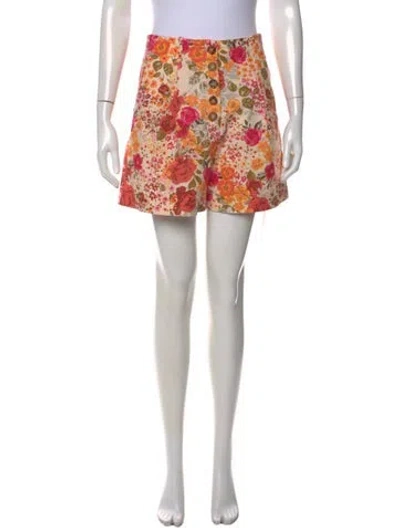 Pre-owned Sézane Floral Print Mini Shorts In Neutral