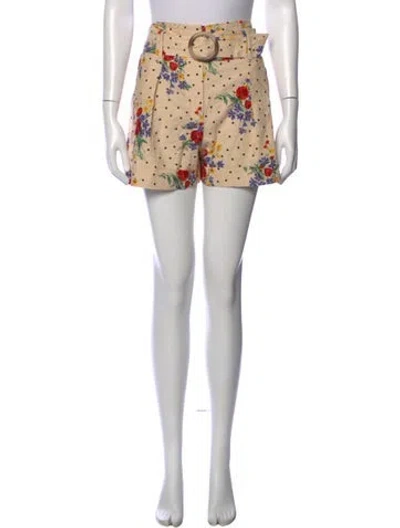 Pre-owned Sézane Floral Print Mini Shorts In Neutral