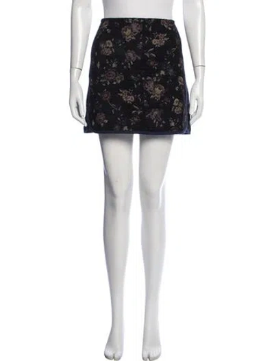 Pre-owned Sézane Floral Print Mini Skirt In Black