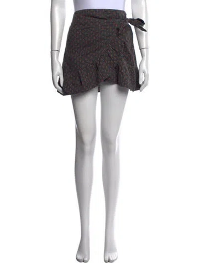 Pre-owned Sézane Floral Print Mini Skirt In Black