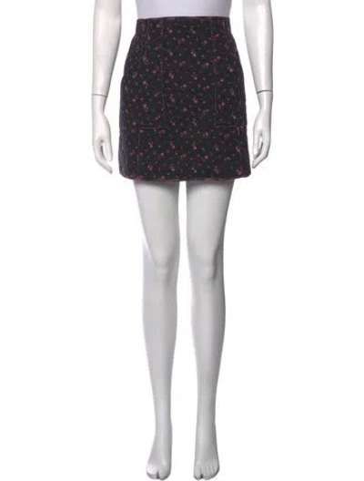 Pre-owned Sézane Floral Print Mini Skirt In Black