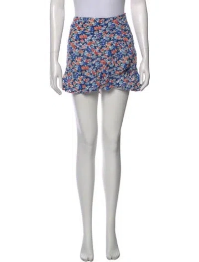 Pre-owned Sézane Floral Print Mini Skirt In Blue