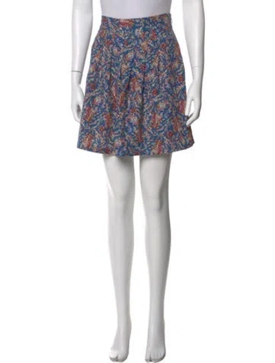 Pre-owned Sézane Floral Print Mini Skirt In Blue