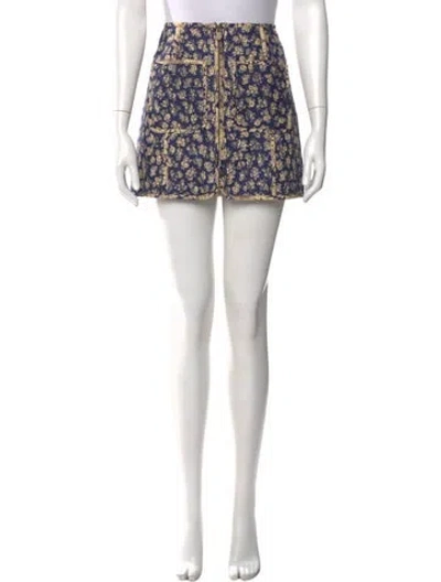 Pre-owned Sézane Floral Print Mini Skirt In Blue