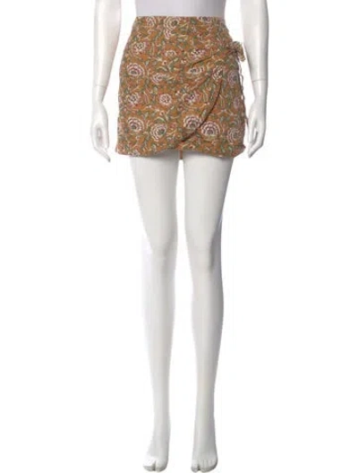 Pre-owned Sézane Floral Print Mini Skirt In Green