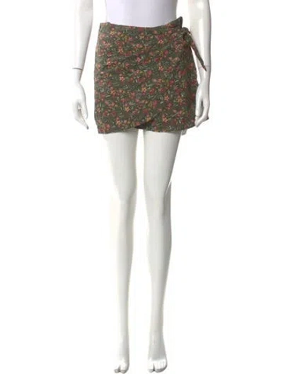 Pre-owned Sézane Floral Print Mini Skirt In Green