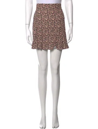 Pre-owned Sézane Floral Print Mini Skirt In Green
