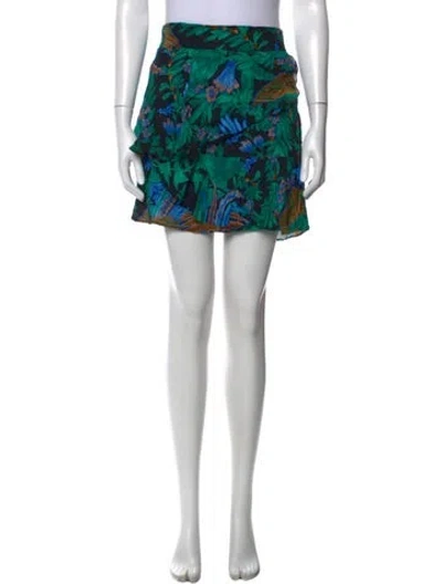 Pre-owned Sézane Floral Print Mini Skirt In Green