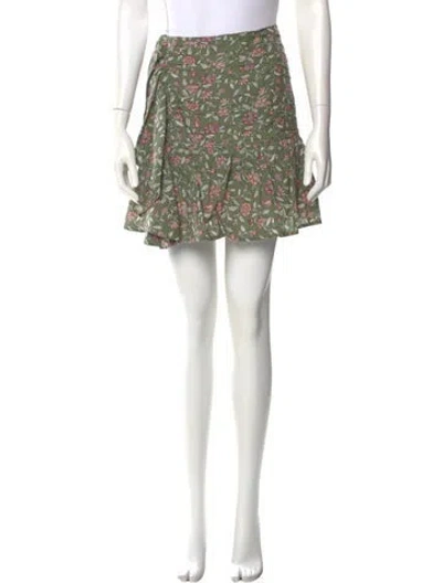 Pre-owned Sézane Floral Print Mini Skirt In Green