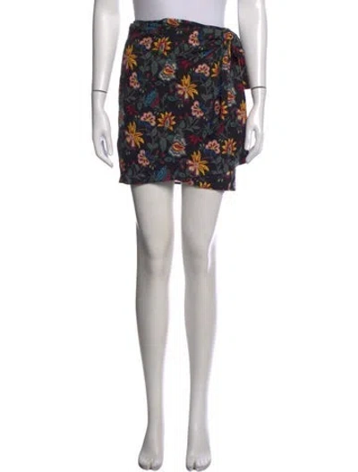 Pre-owned Sézane Floral Print Mini Skirt In Green