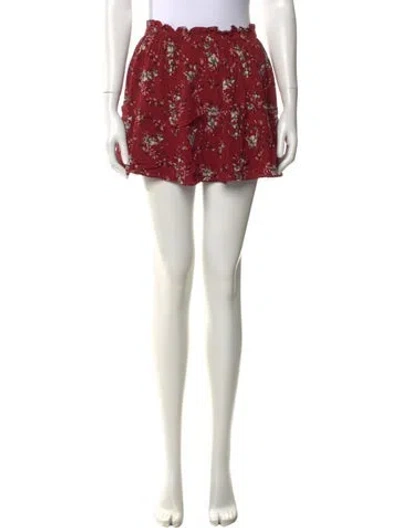 Pre-owned Sézane Floral Print Mini Skirt In Red